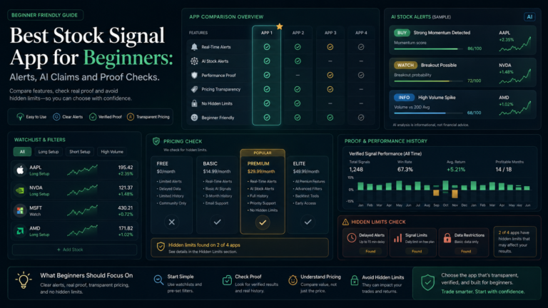 Best Stock Signal App for Beginners: Alerts, AI Claims and Proof Checks