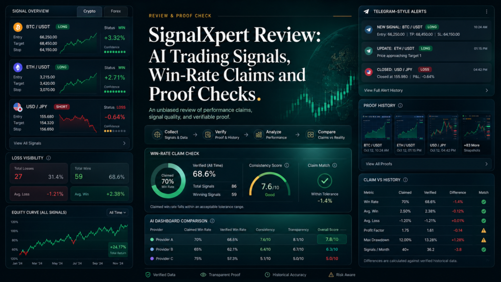 SignalXpert Review: AI Trading Signals, Win-Rate Claims and Proof Checks